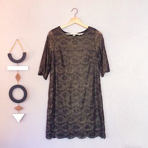 Gold and black 3/4 sleeve dress